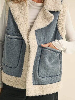 Miou Muse Denim & Sherpa Vest